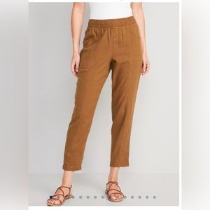 BNWT Old Navy Women’s High-Waisted Cropped Linen-Blend Tapered Pants